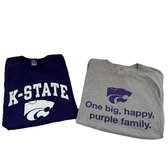 LOT OF 2 K State Kansas State Wildcats Men's XL T Shirts‎ Purple Grey Worn Once! - Picture 1 of 11